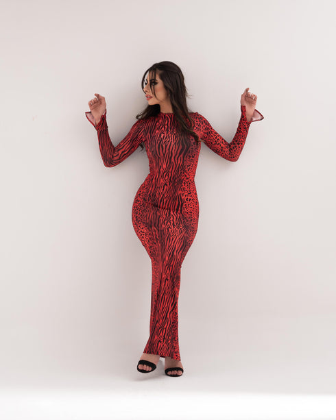 STYLE-Red- Cheetah Dress