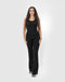 Women's Black Ribbed Flare Yoga Jumpsuit