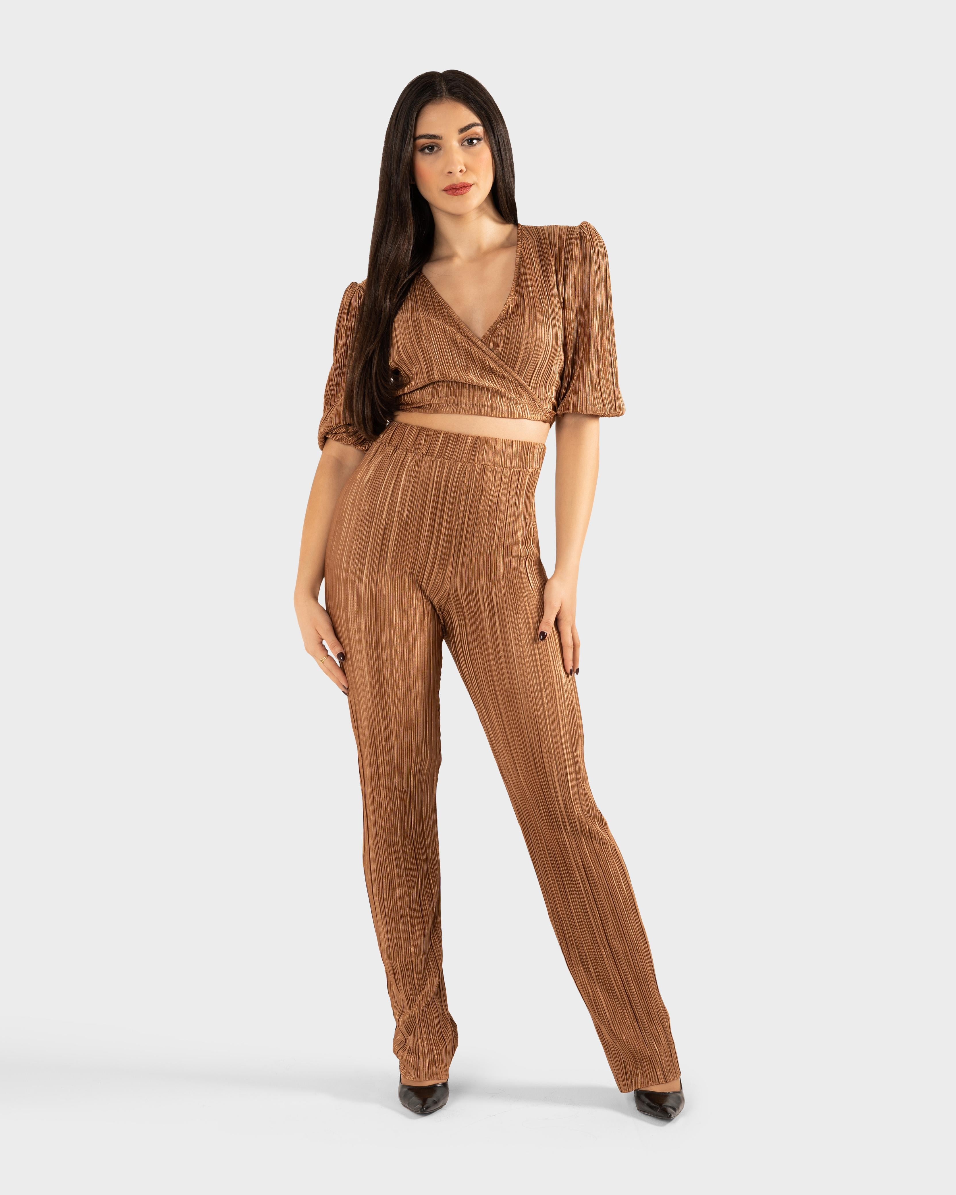 STYLE-Brown-Pleated Set