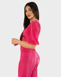 STYLE-Fushia-Pleated Set