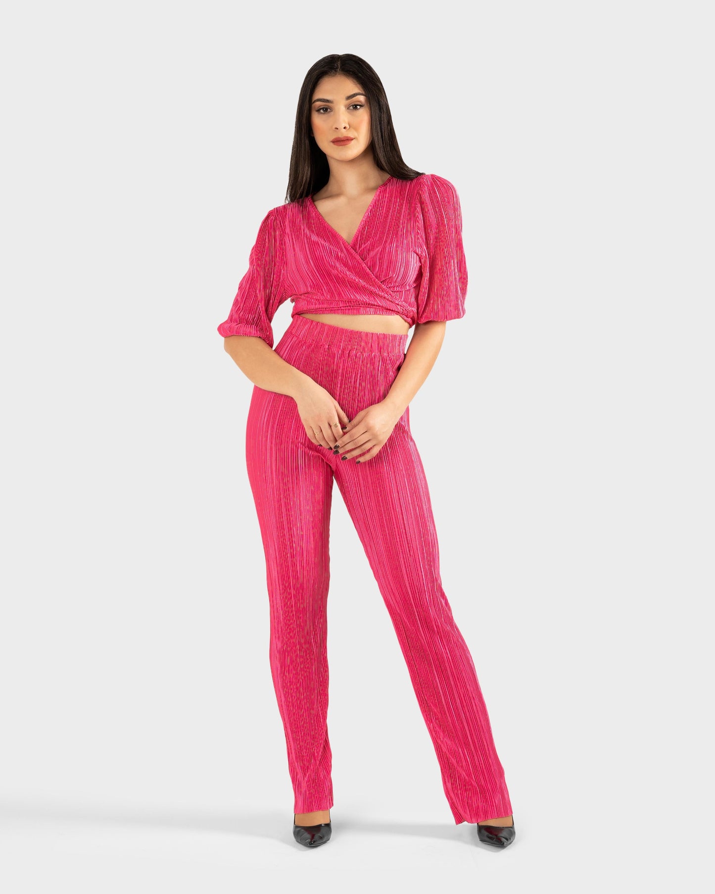 STYLE-Fushia-Pleated Set