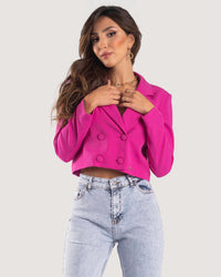 BONBON-Fushia-Elegant Cropped Blazer Jacket