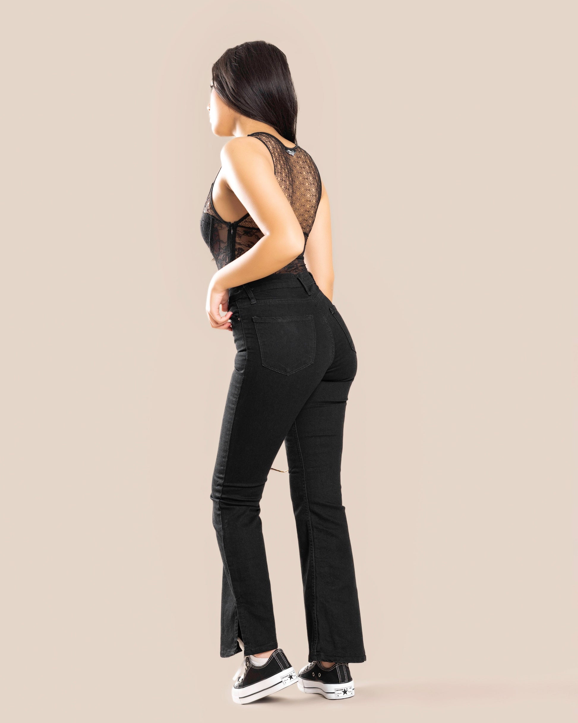 LONDON-Black- Flared Jeans High Rise (8158660886828)