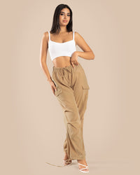 BONBON-Beige-Parachute Pants