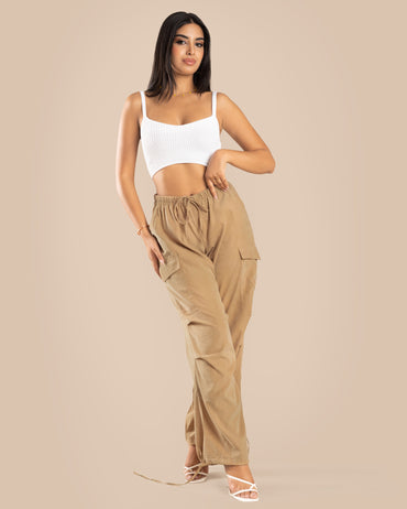 BONBON-Beige-Parachute Pants