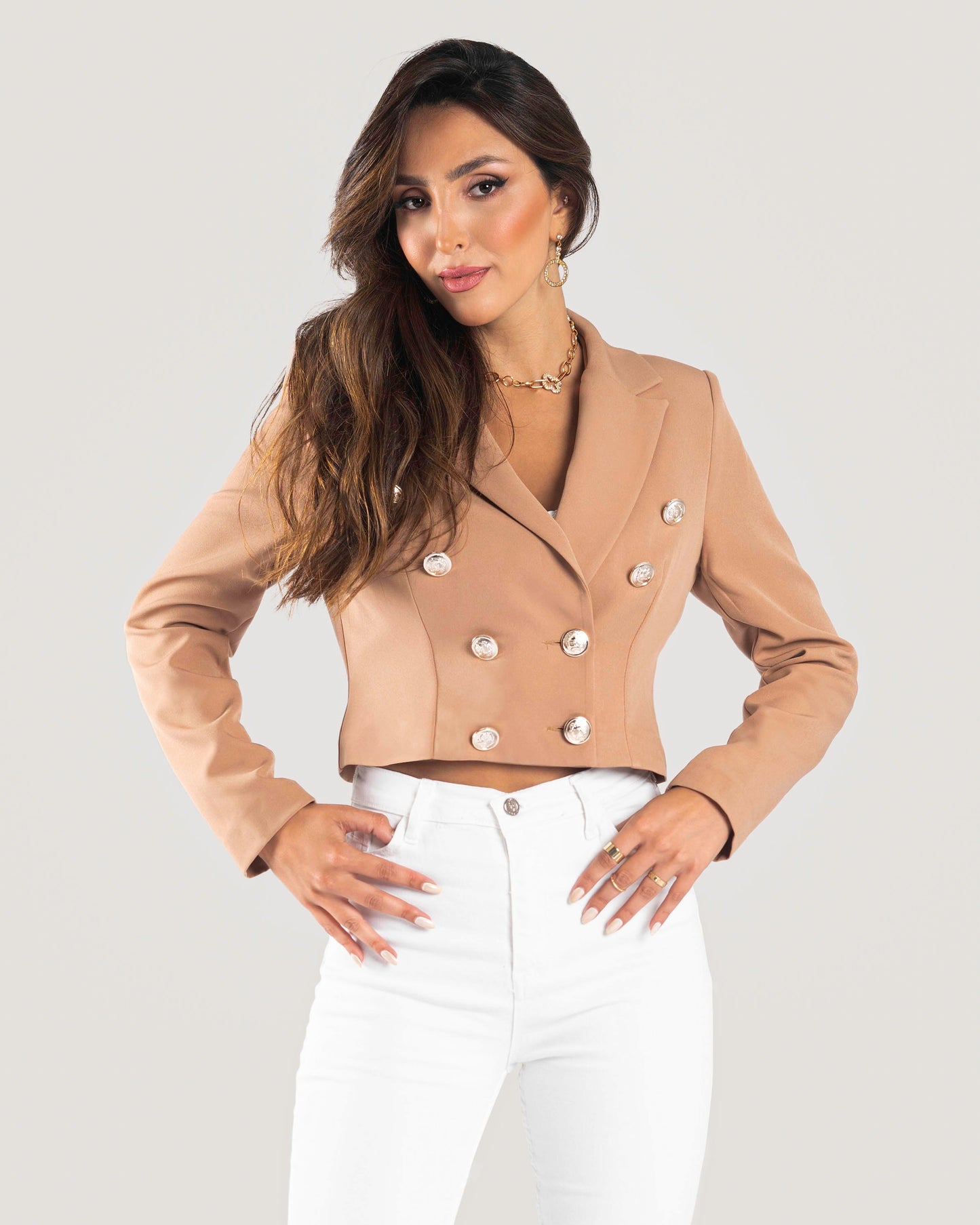 BONBON-Camel-Roxanne Blazer Jacket