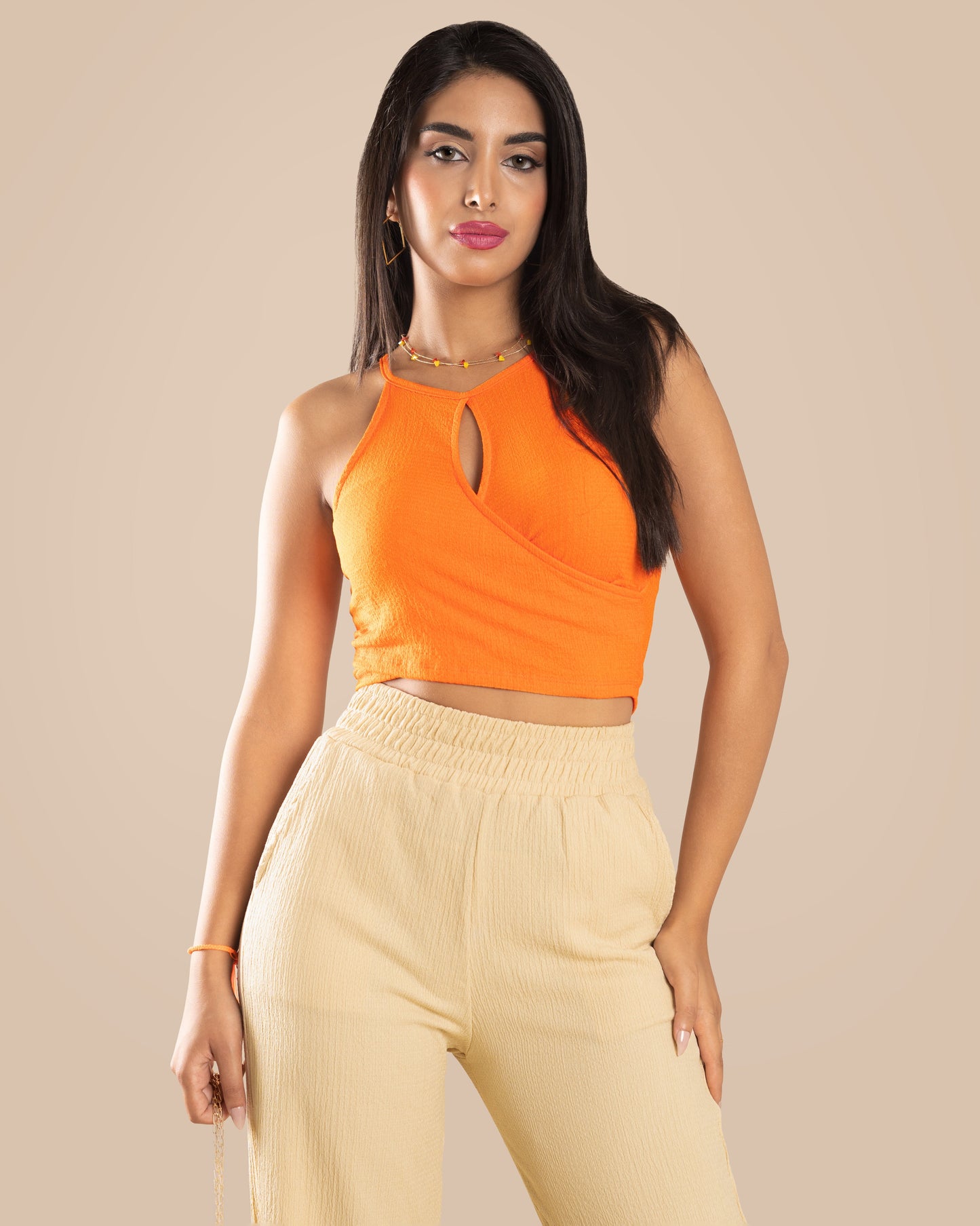 STYLE-Orange-Cut Out Crop Top