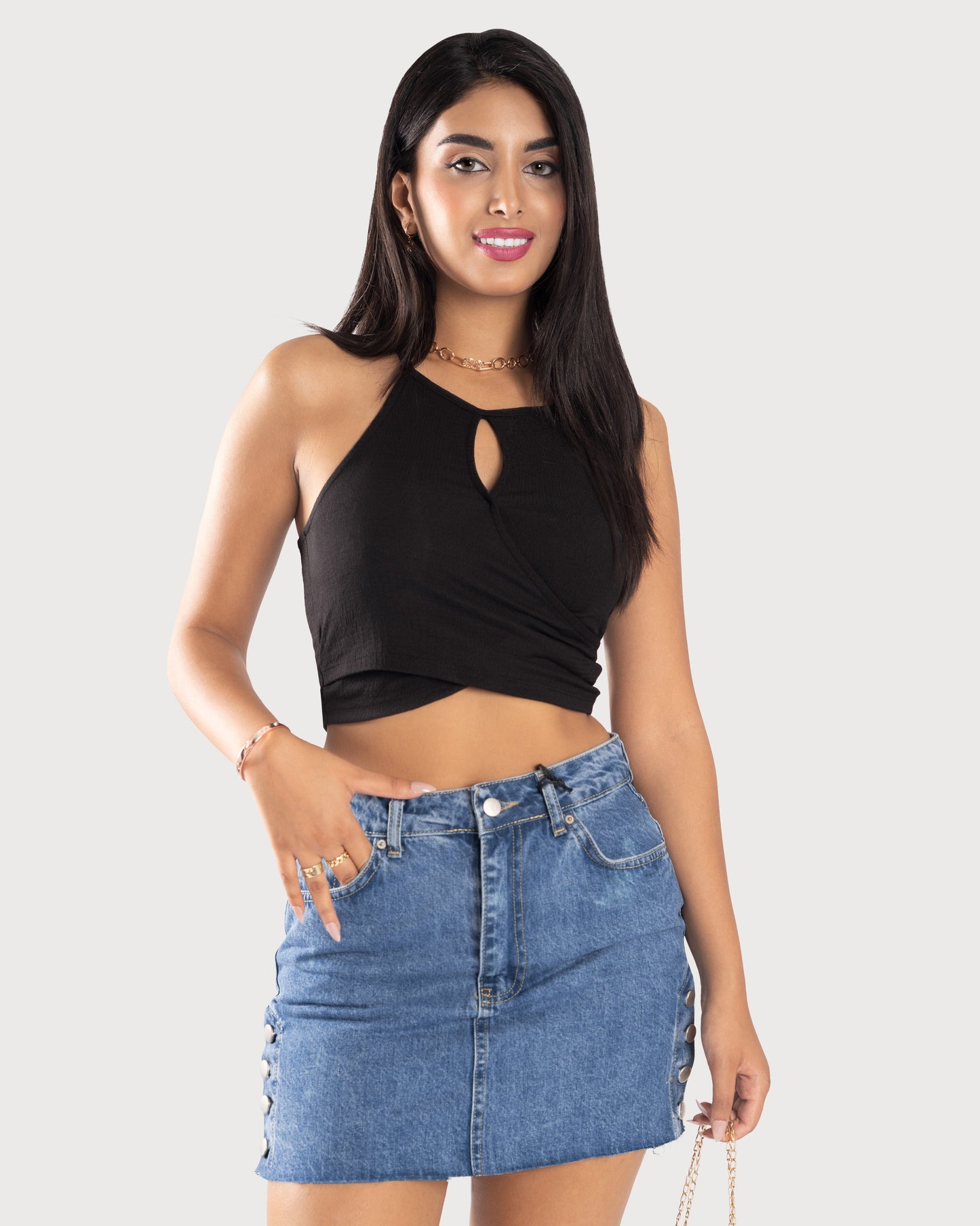 BONBON-Black-Cut Out Crop Top