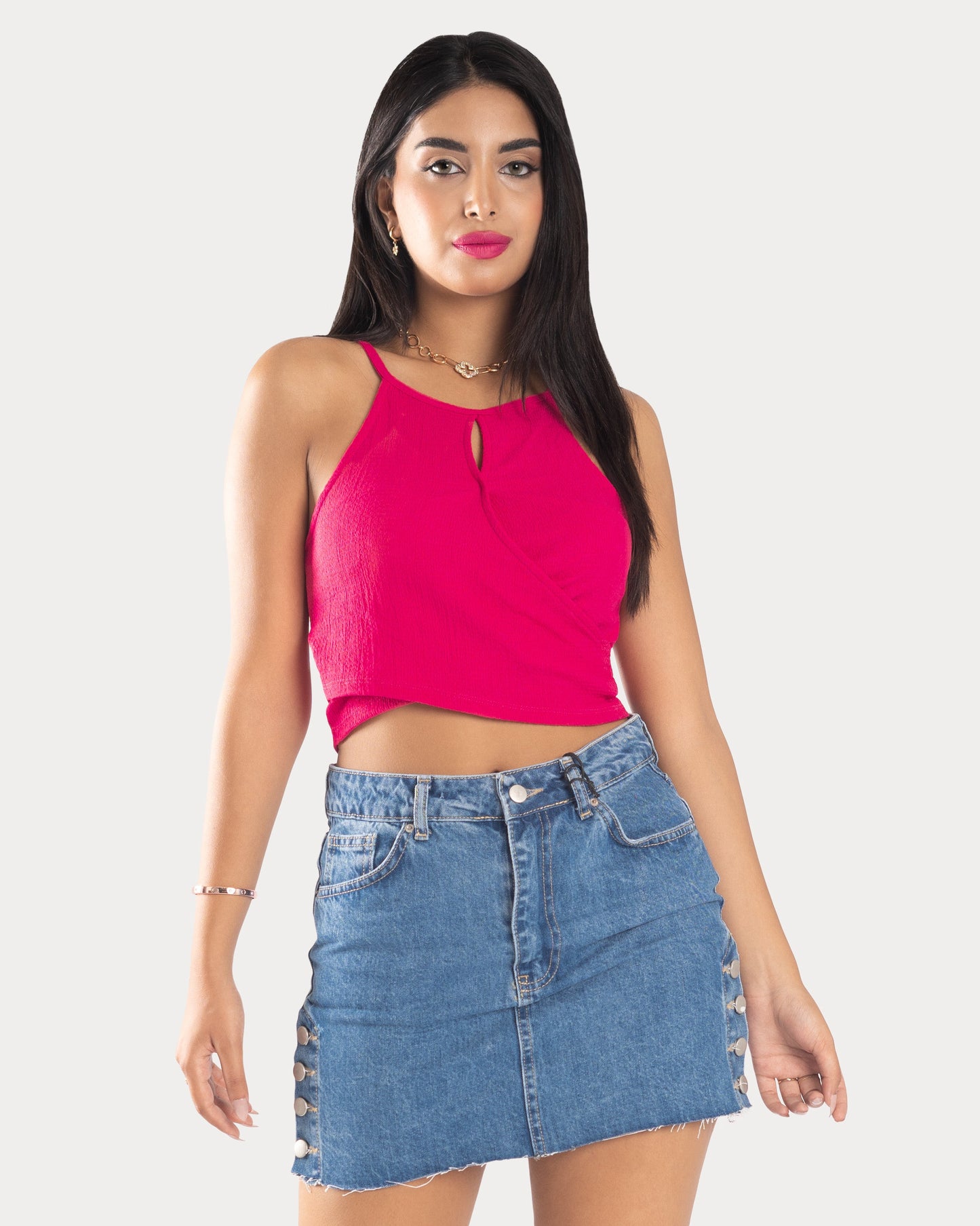 BONBON-Fushia-Cut Out Crop Top