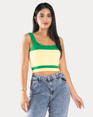 STYLE-Green Beige-Have Fun Crop Top