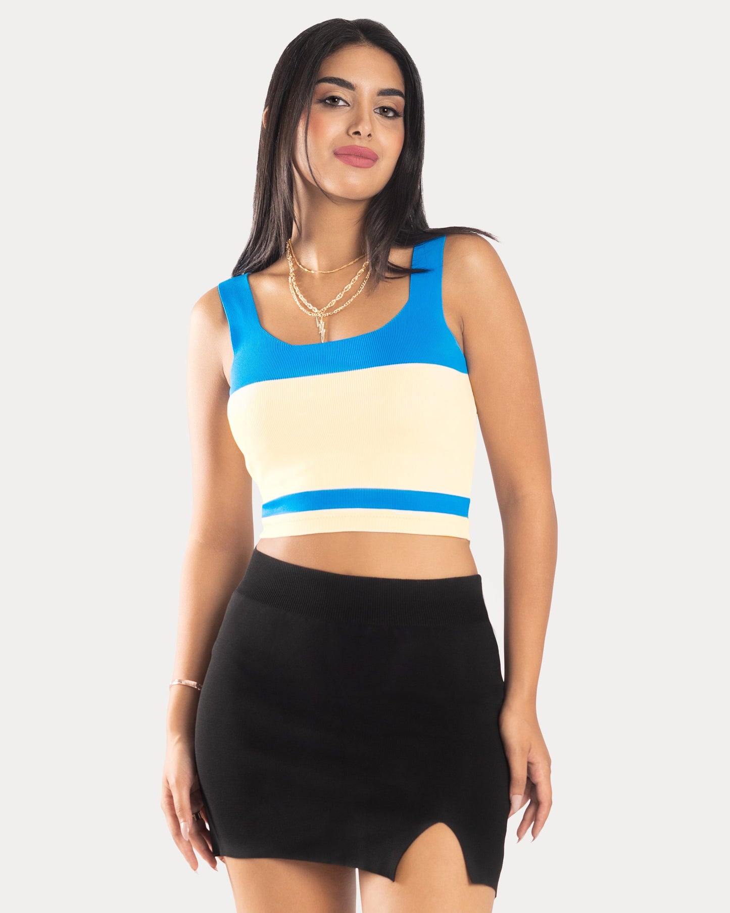 STYLE-Blue Beige-Have Fun Crop Top