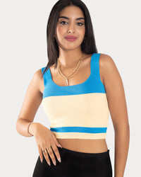 STYLE-Blue Beige-Have Fun Crop Top