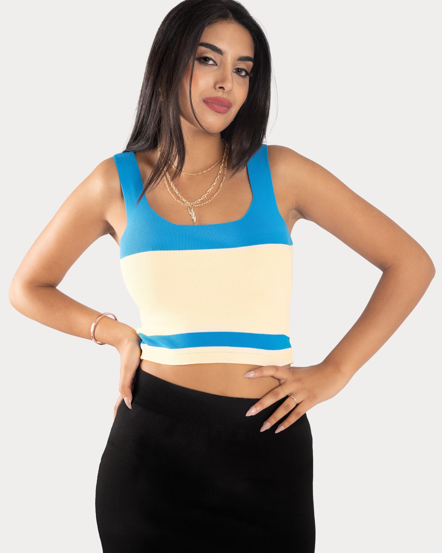 STYLE-Blue Beige-Have Fun Crop Top