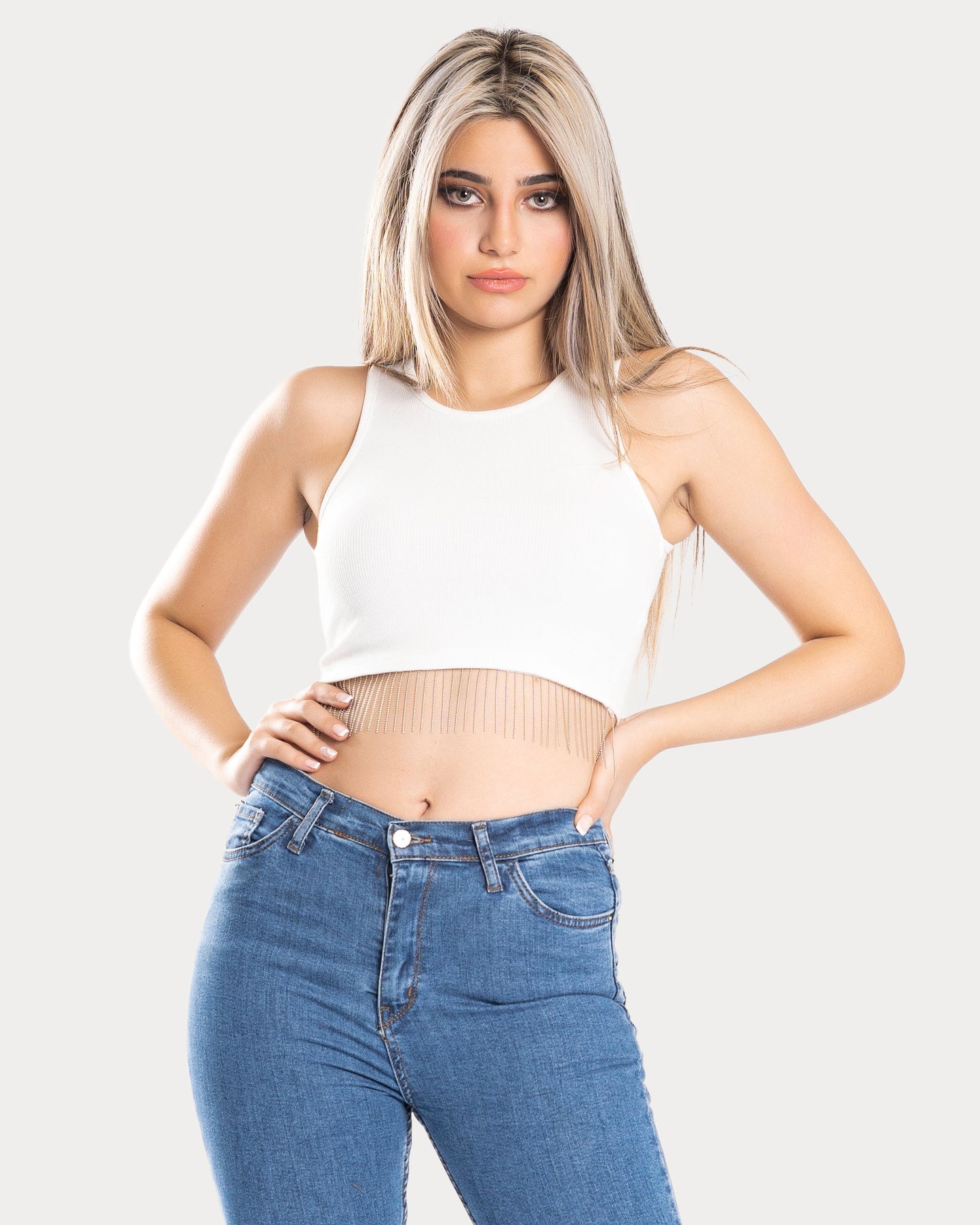 STYLE-White-Embellish Crop Top