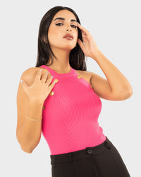 STYLE-Fushia-Buttons Crop Top