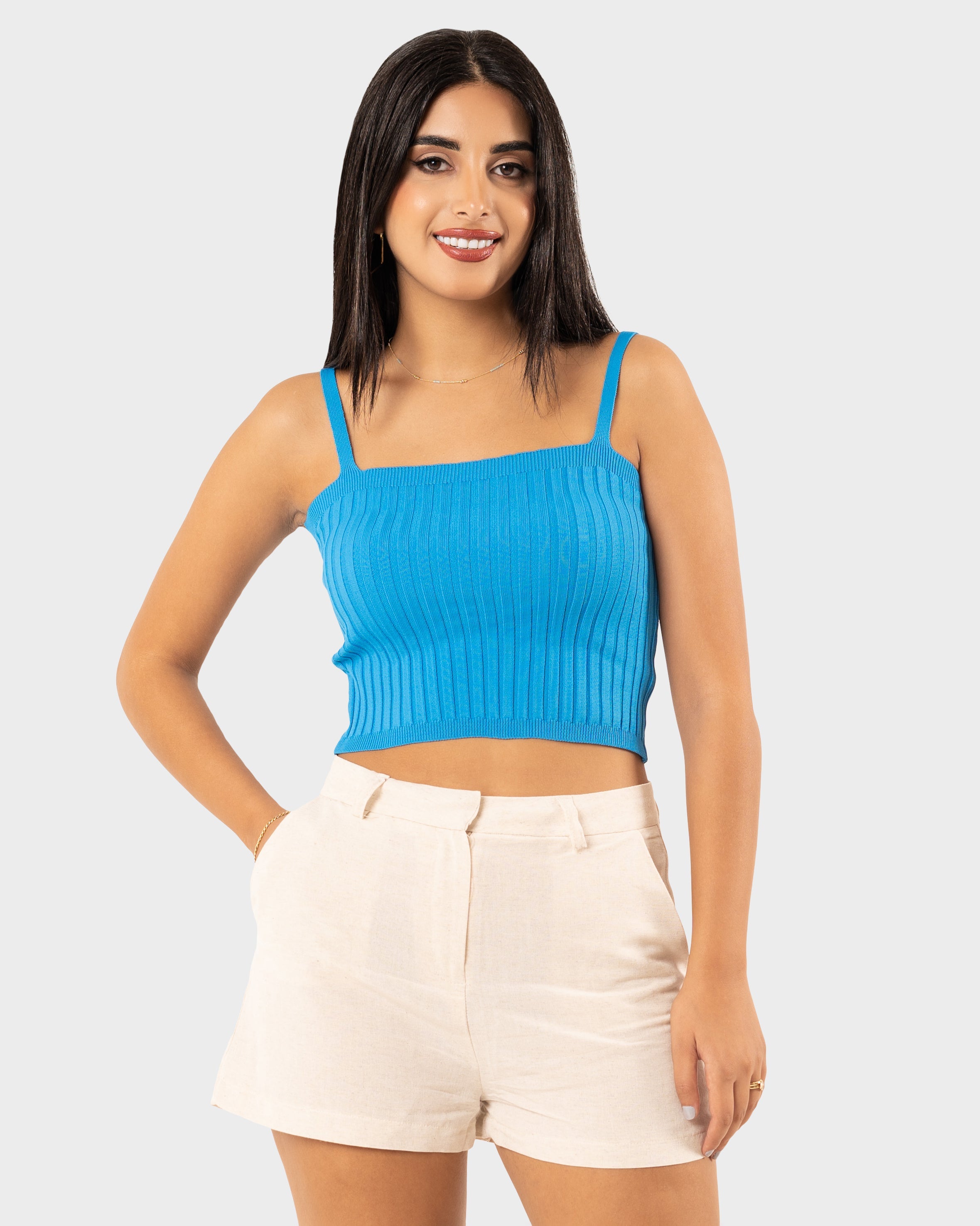 STYLE-Blue-Trendy Crop Top