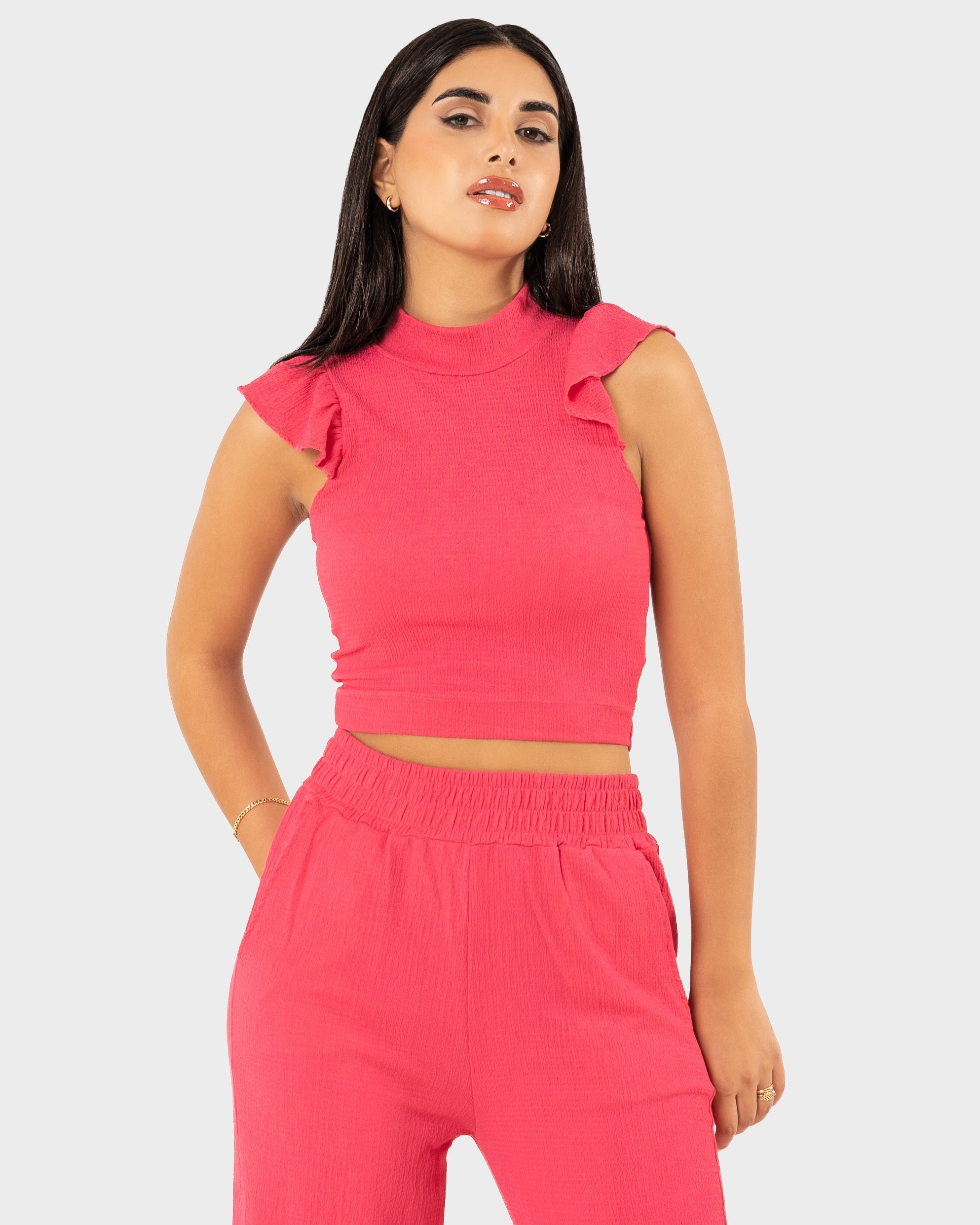 STYLE-Fushia-Caramello Crop Top