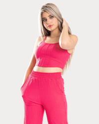 STYLE-Fushia-Cropped Corset Top