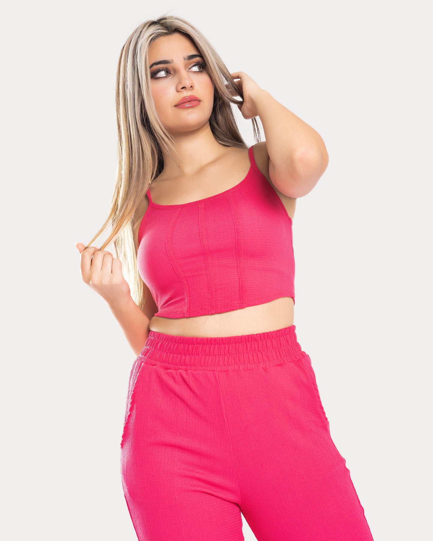 STYLE-Fushia-Cropped Corset Top