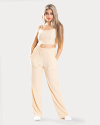 STYLE-Cream Beige-Cropped Corset Top