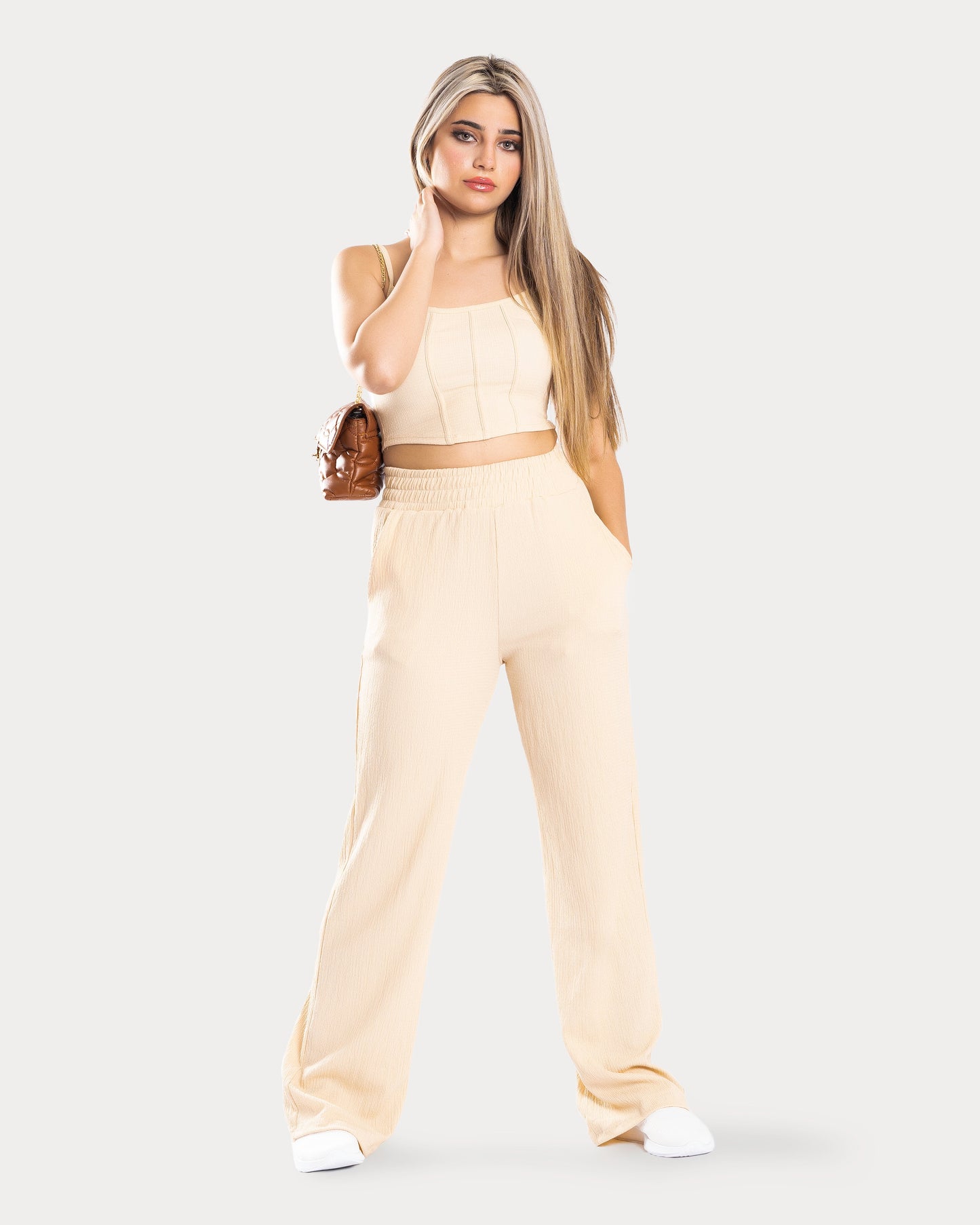 STYLE-Cream Beige-Cropped Corset Top