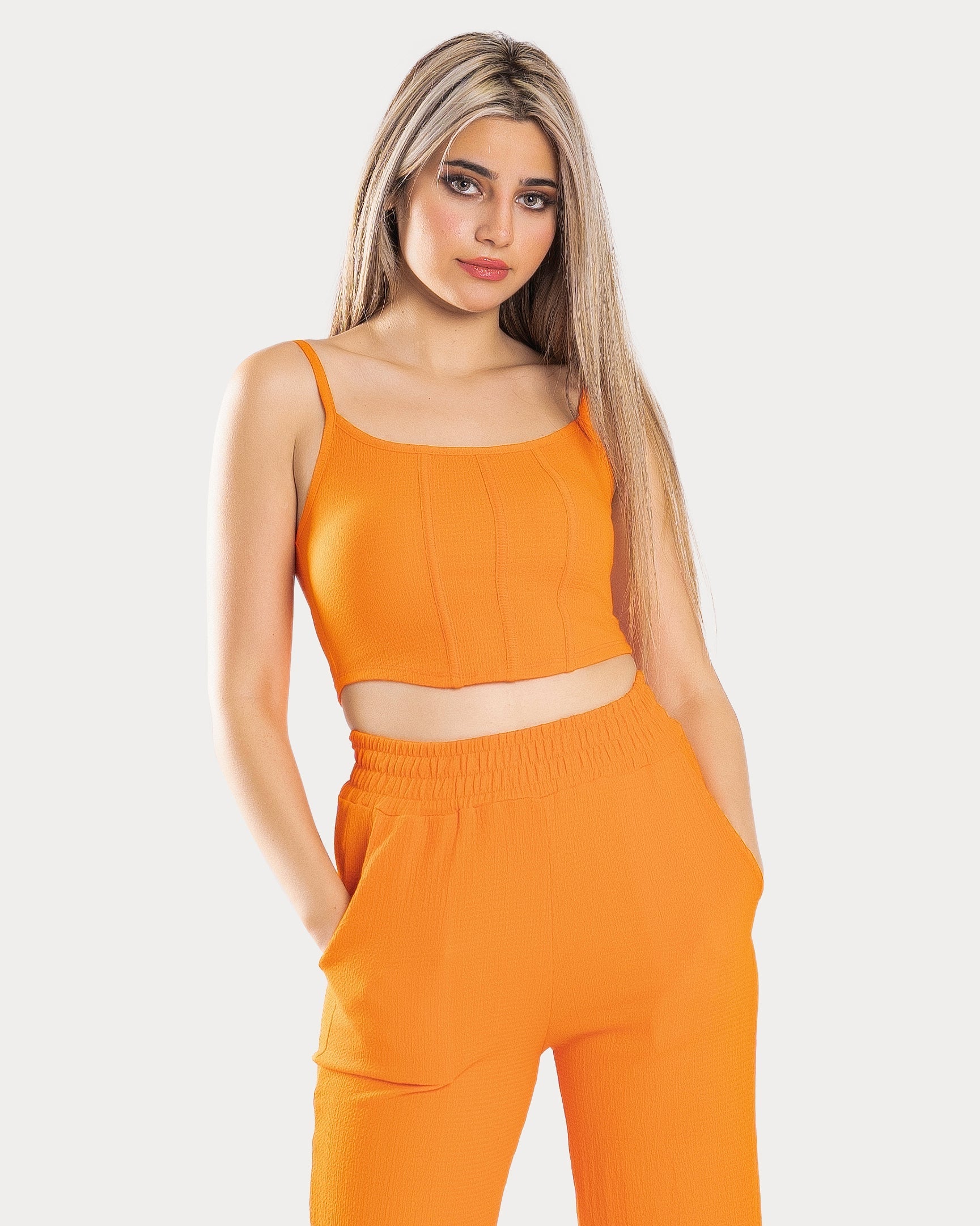 STYLE-Orange-Cropped Corset Top