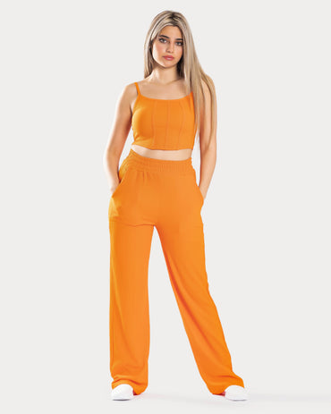 STYLE-Orange-Cropped Corset Top