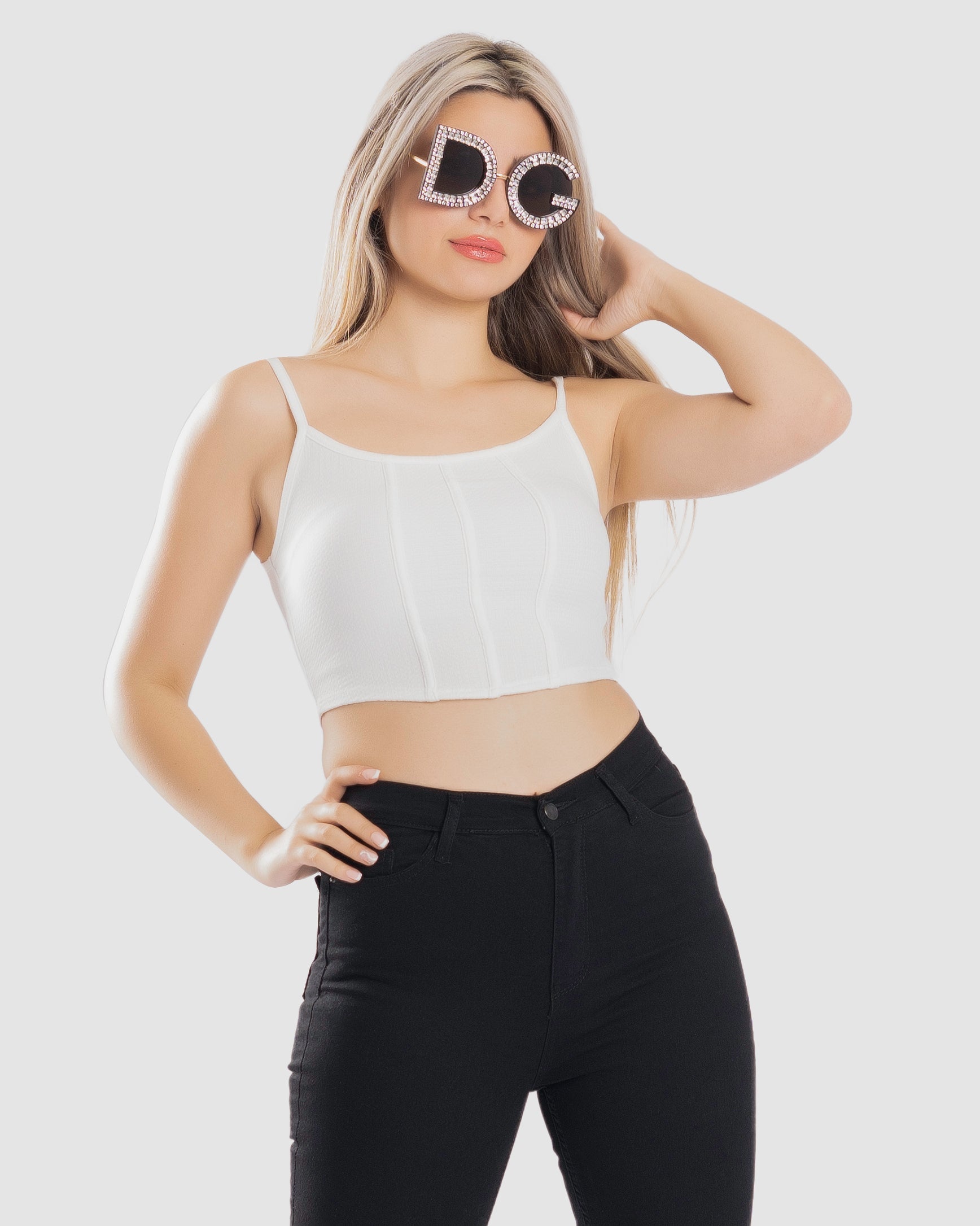 STYLE-White-Cropped Corset Top