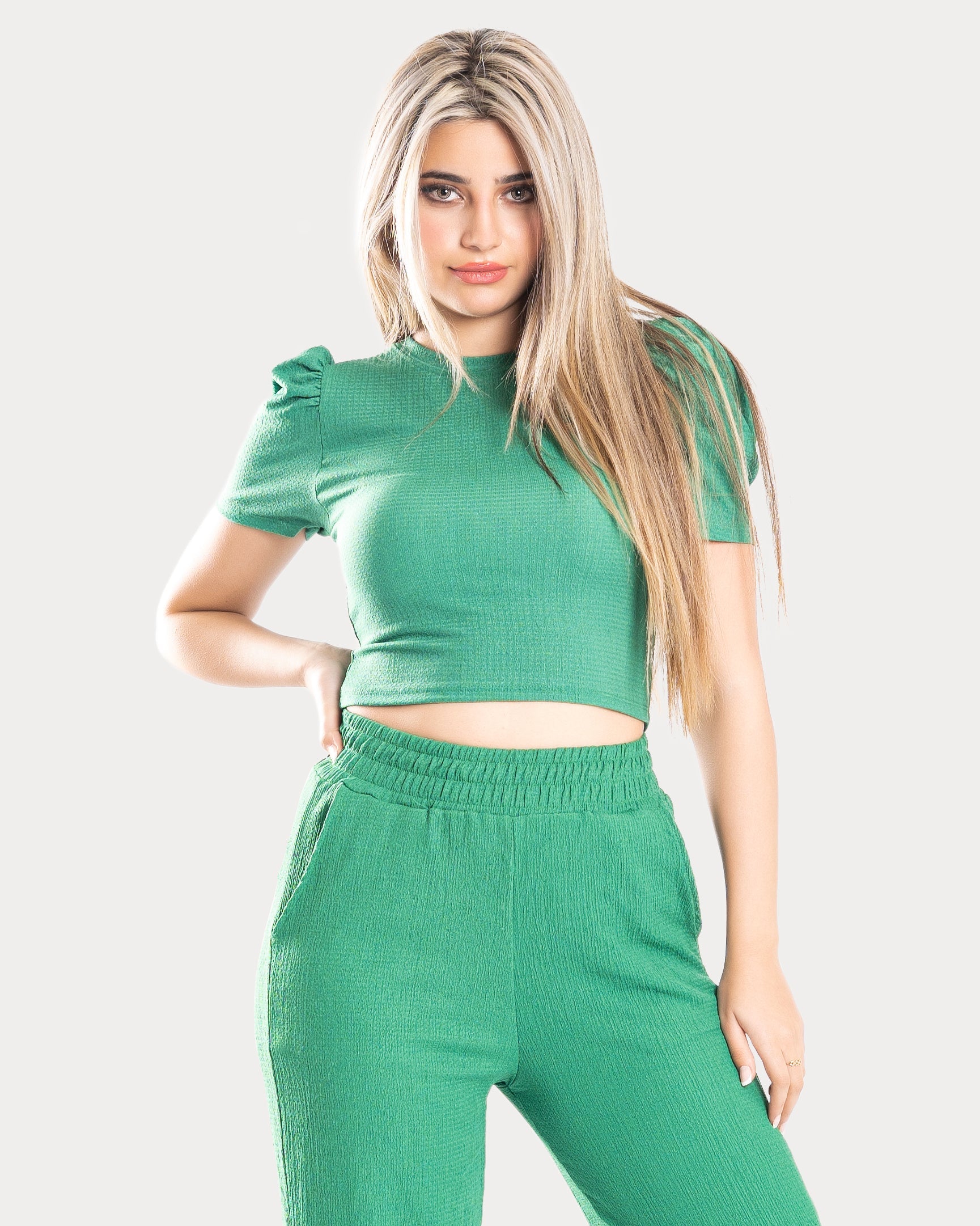 STYLE-Strong Green-Puffy Crop Top