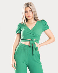 STYLE-Strong Green-Tie Crop Top