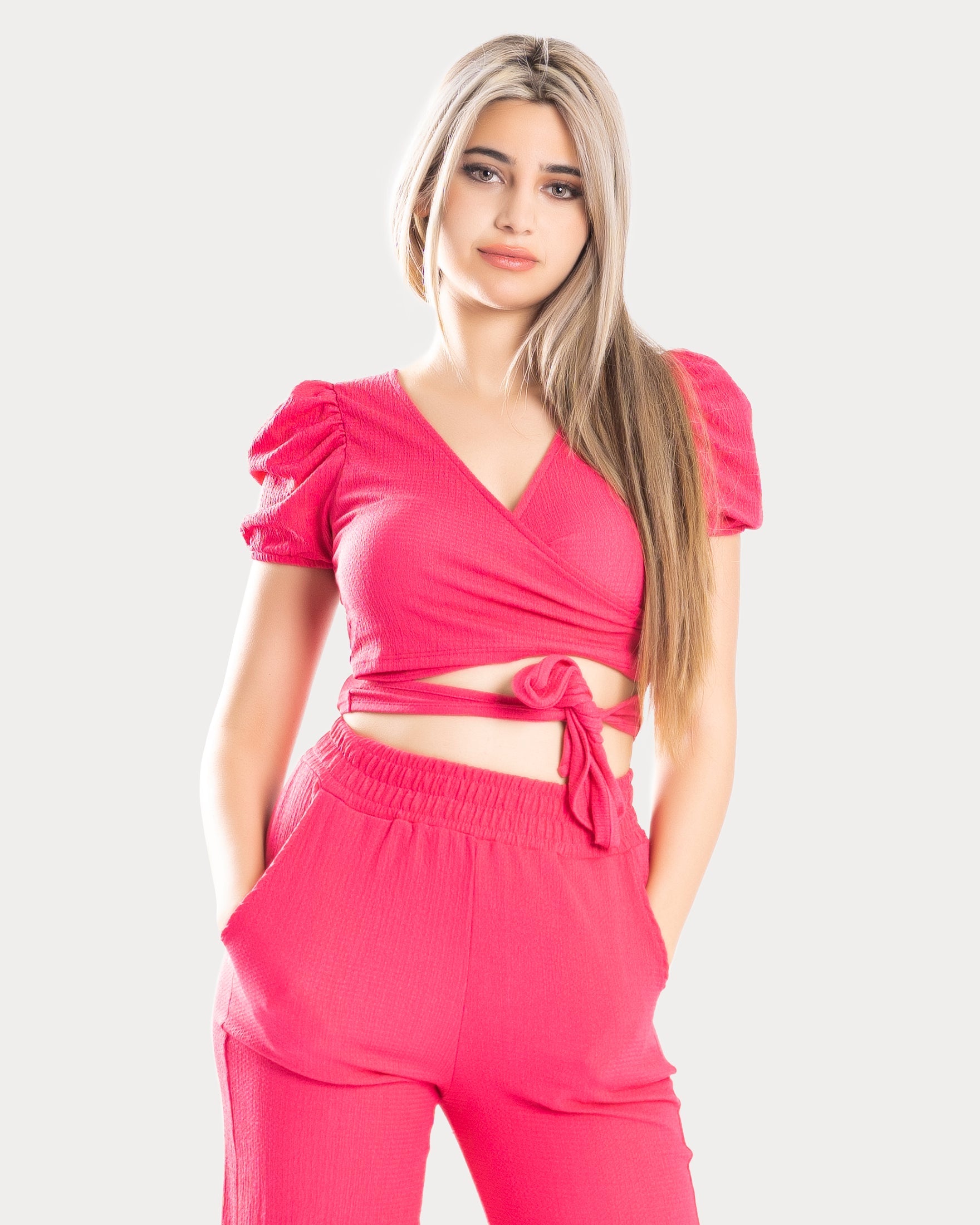 STYLE-Fushia-Tie Crop Top