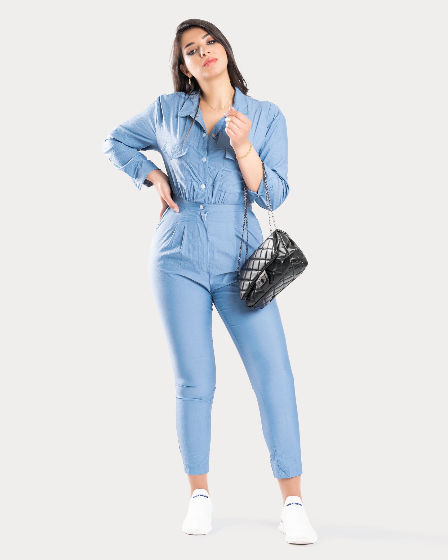 STYLE-Steel Blue-Solid Jumpsuit