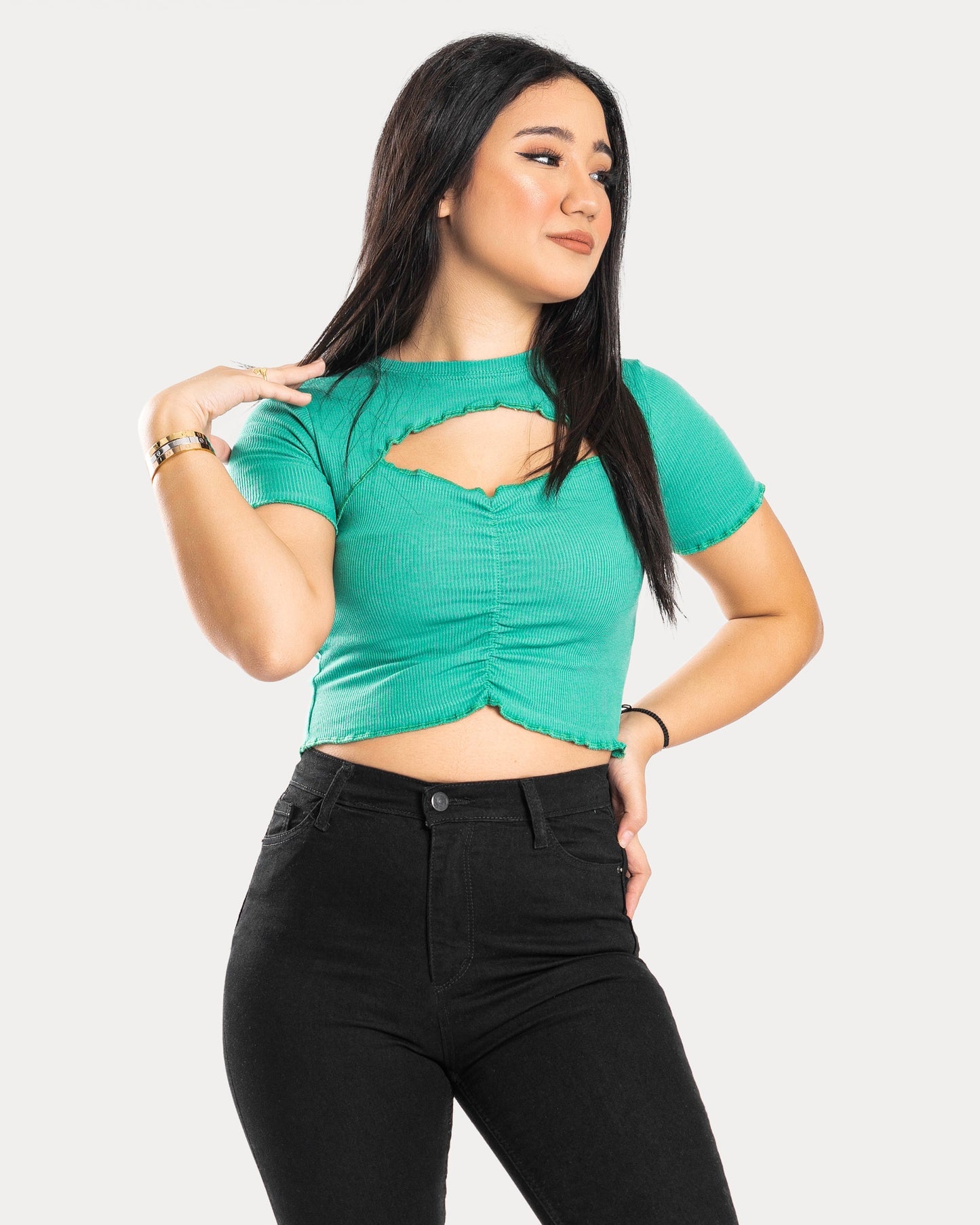 STYLE-Green-Joy Cut Crop Top