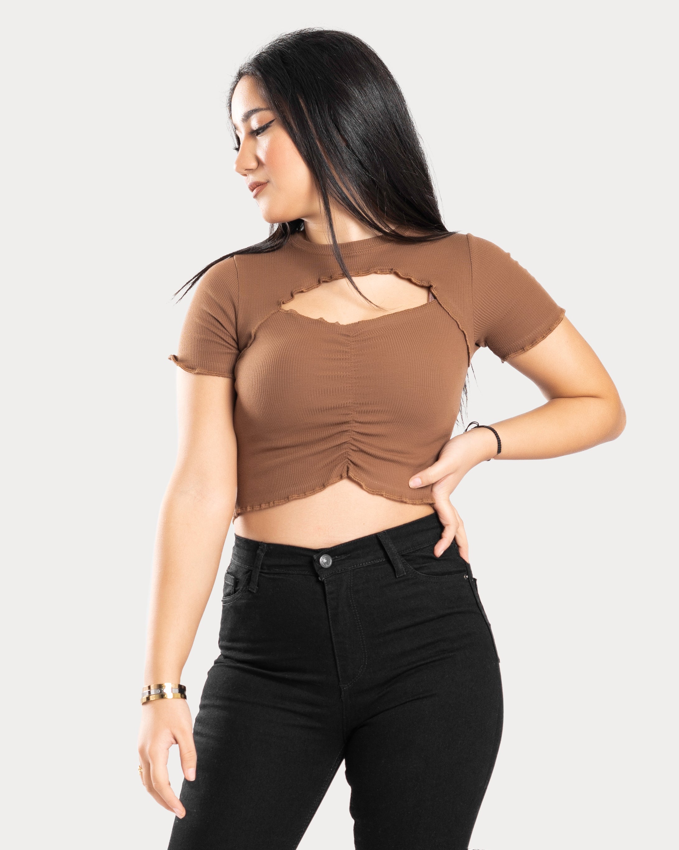 STYLE-Brown-Joy Cut Crop Top