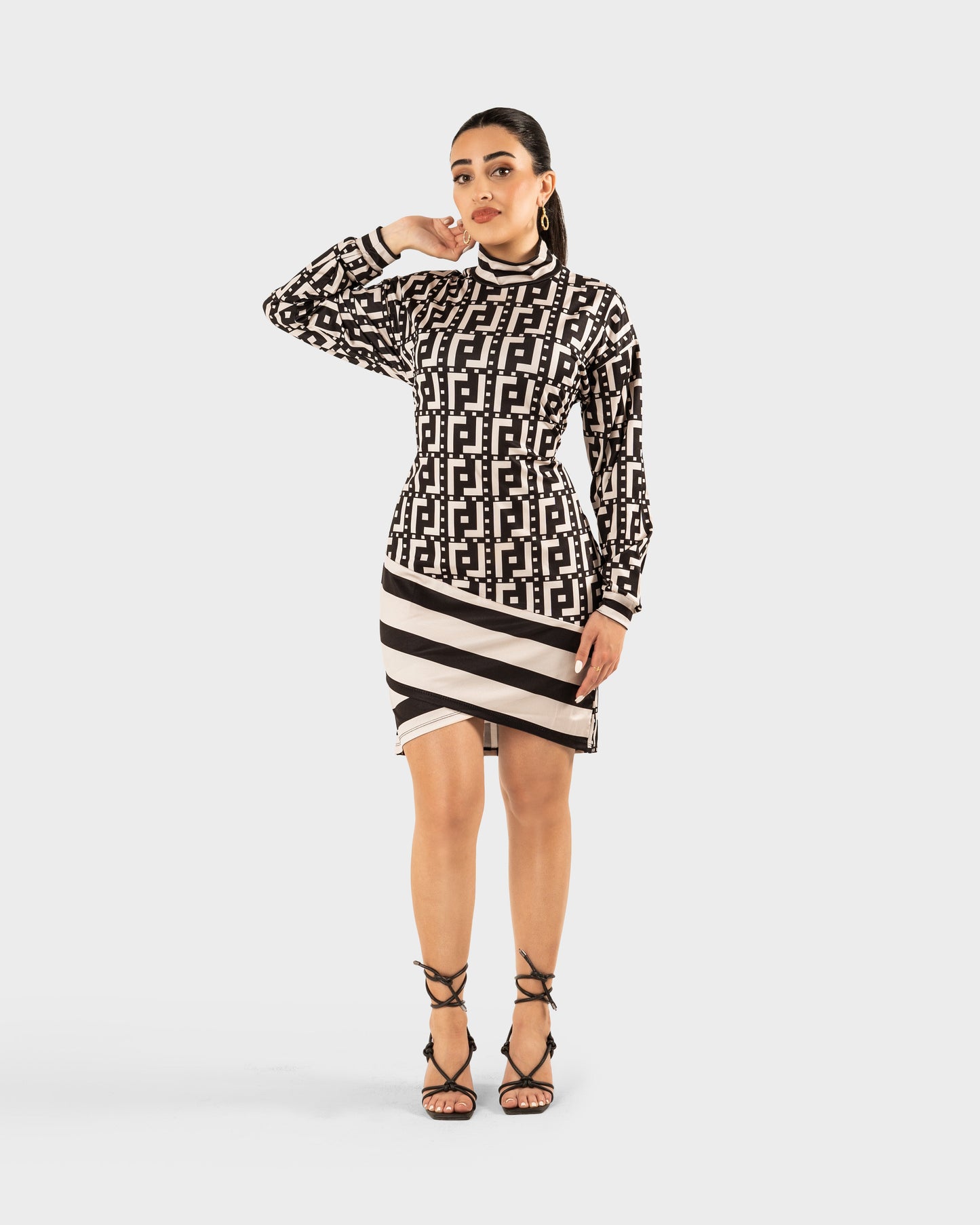 BONBON-Black-White-Megan Dress