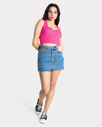 STYLE-Fushia-Daisy Crop Top