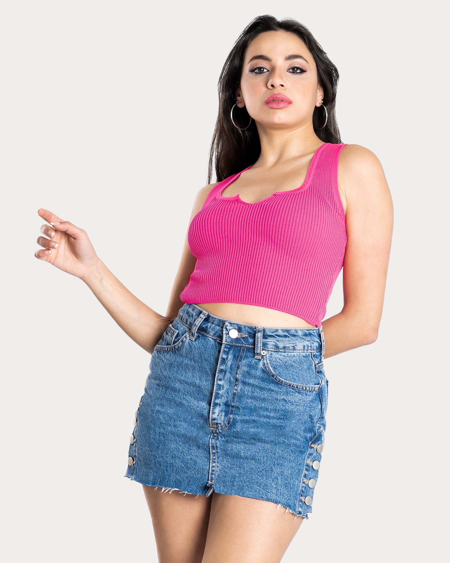 STYLE-Fushia-Daisy Crop Top