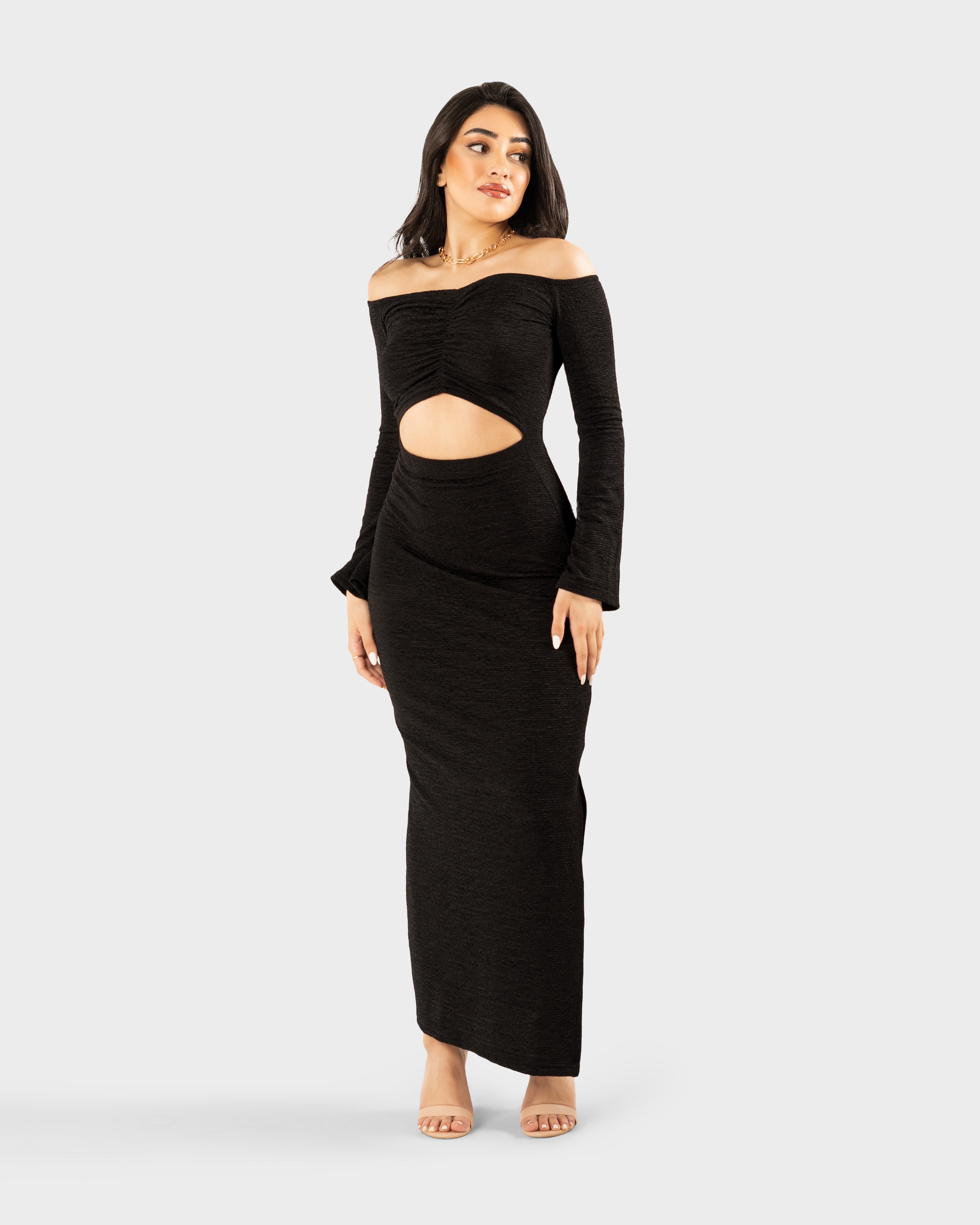 BONBON-Black-Cut Out Front Dress