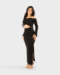 BONBON-Black-Cut Out Front Dress