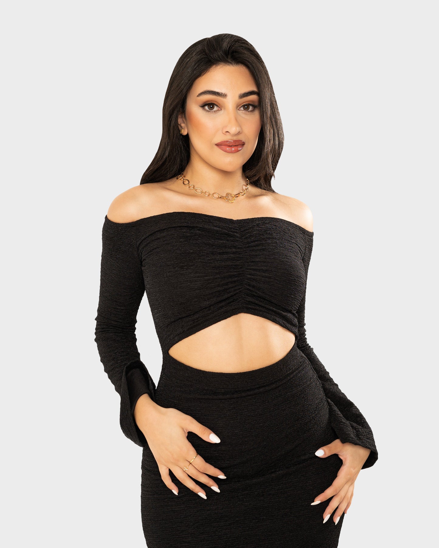 BONBON-Black-Cut Out Front Dress