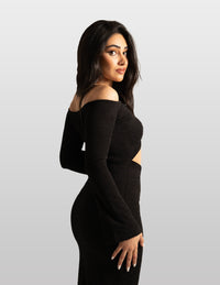 BONBON-Black-Cut Out Front Dress