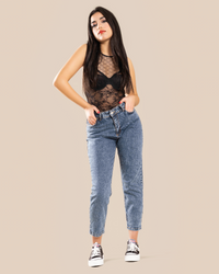 BONBON-Denim Blue-Mom Jeans High Rise