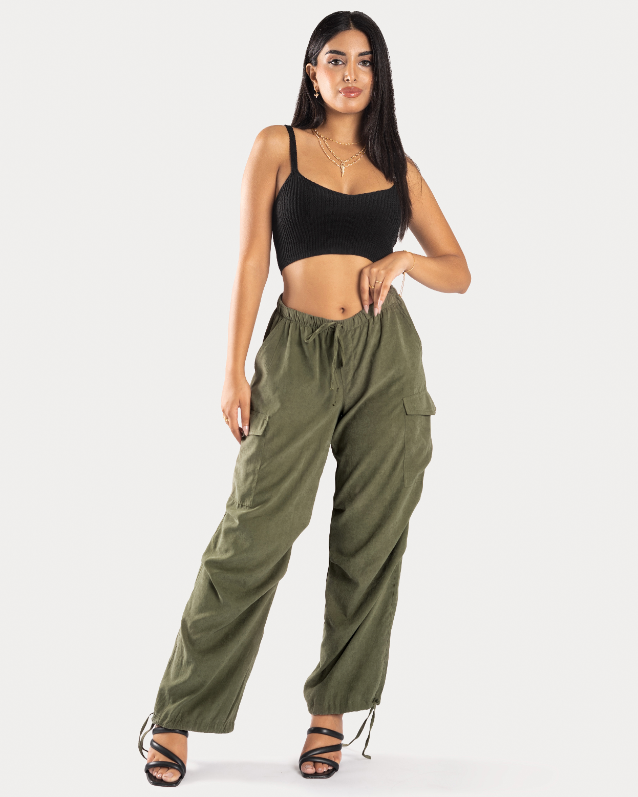 BONBON-Olive-Parachute Pants