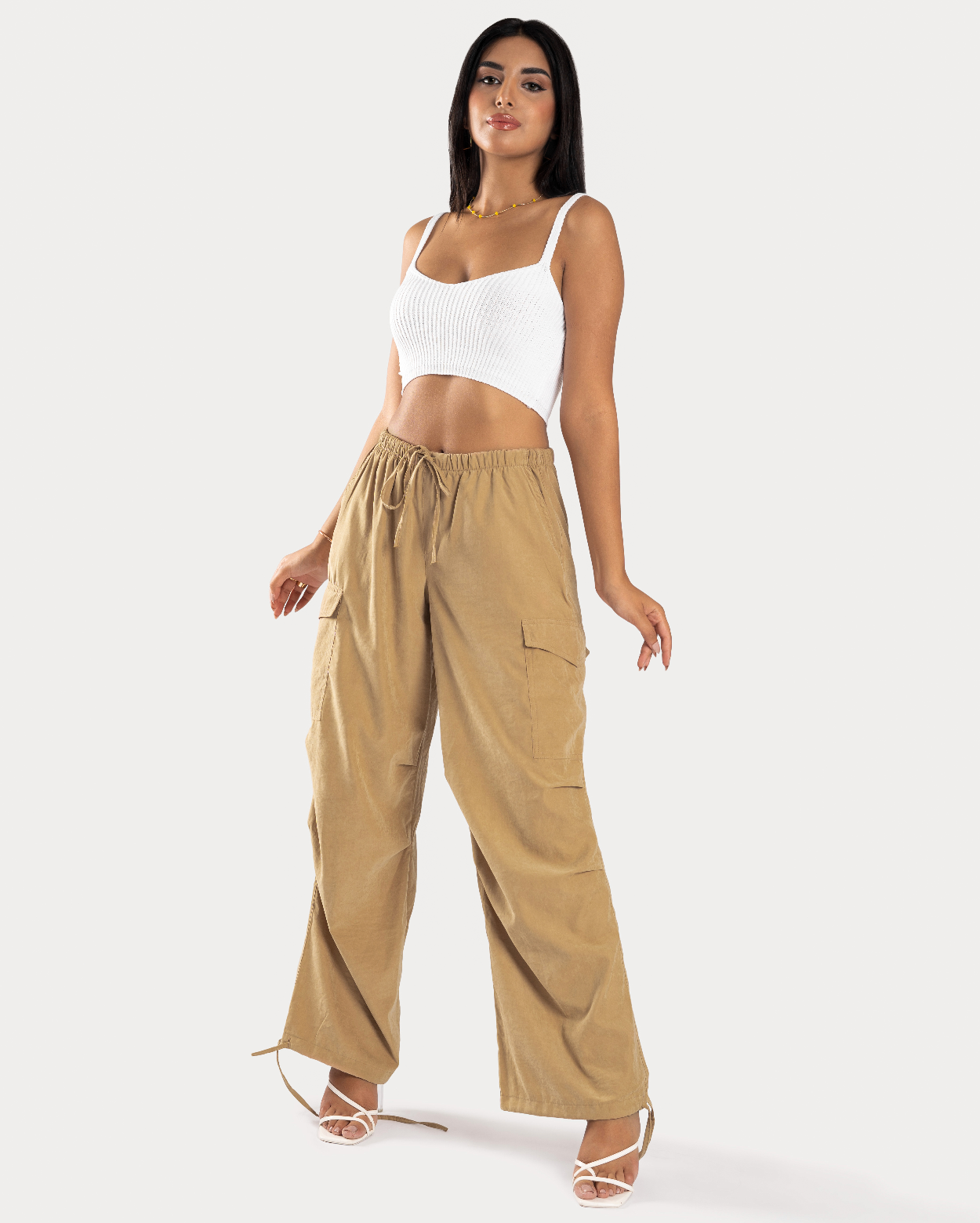 BONBON-Beige-Parachute Pants