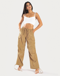 BONBON-Beige-Parachute Pants