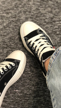 CONVERSE LARGE EMBLEM LOW TOP CANVAS SNEAKERS