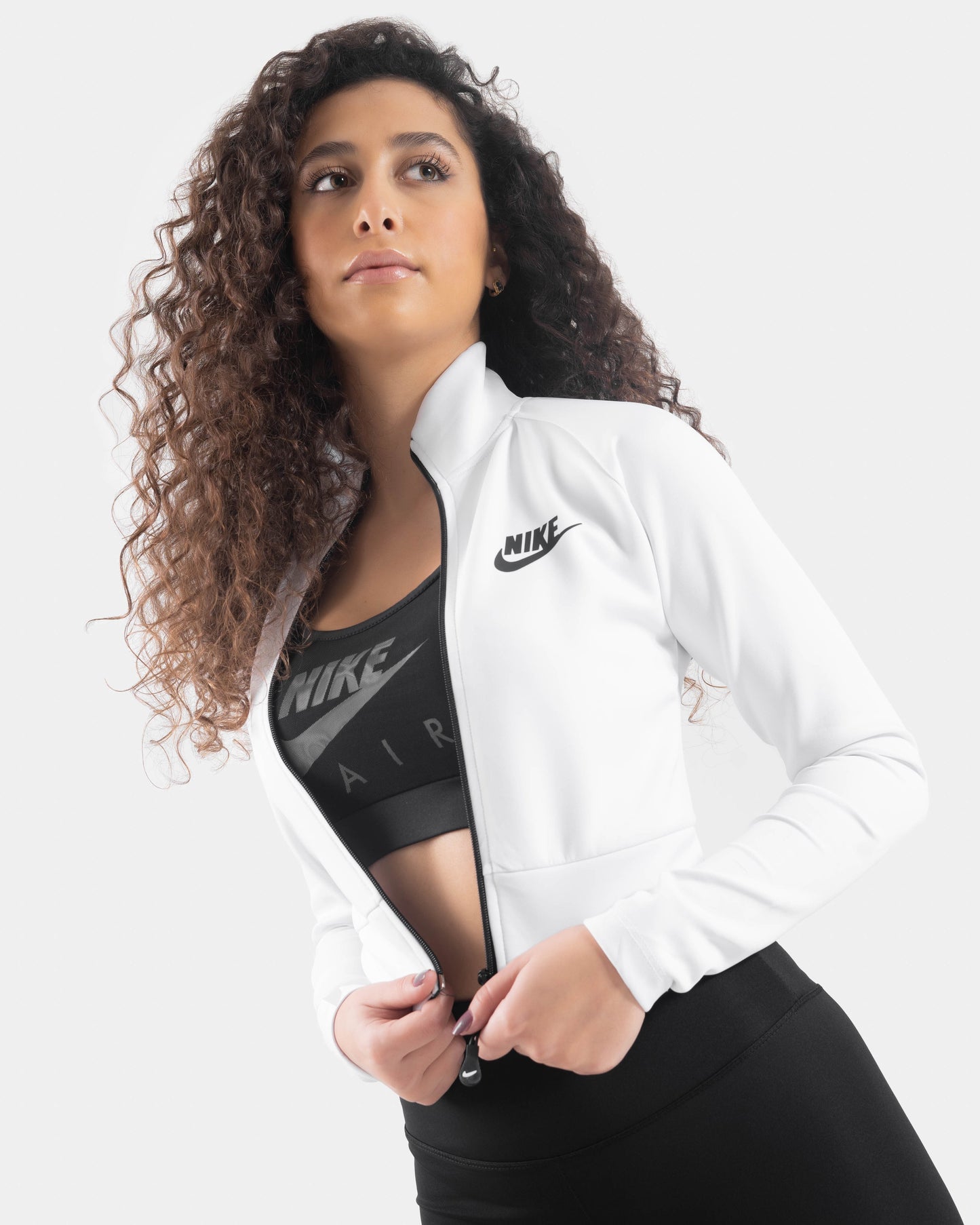 CROPPED WHITE JACKET NIKE “WOMEN’S” (6798354612326) (8195122921753)